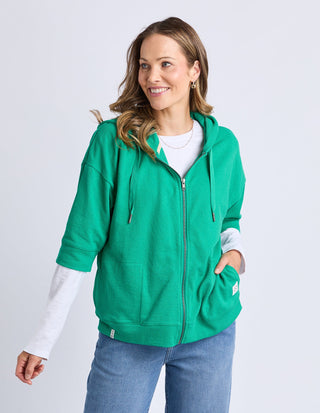 Beachy 3/4 Sleeve Zip Hoodie - Turquoise - 81X4197.TURQ - All About A Girl