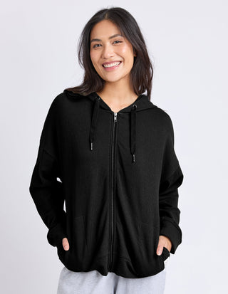 Beachy Long Sleeve Zip Hoodie - Black - 81X4549.BLK - All About A Girl