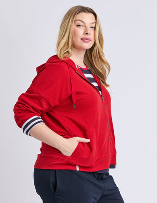 Beachy Long Sleeve Zip Hoodie - Cranberry - 81X4549.CRAN - All About A Girl