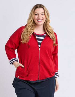 Beachy Long Sleeve Zip Hoodie - Cranberry - 81X4549.CRAN - All About A Girl