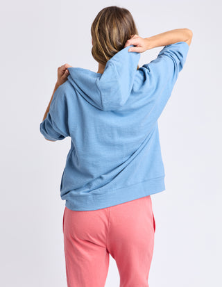 Beachy 3/4 Sleeve Zip Hoodie - Blue Shadow