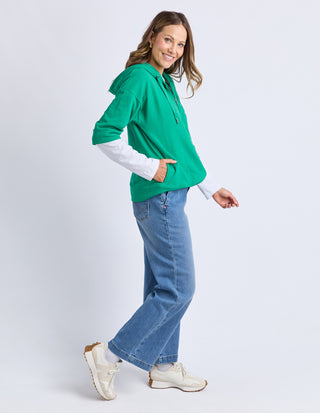 Beachy 3/4 Sleeve Zip Hoodie - Turquoise