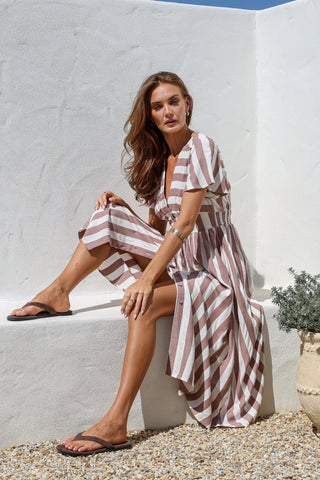 Beatrix Dress - Mocha/White - ma61190 - All About A Girl