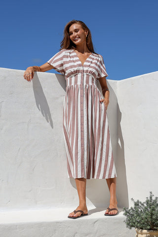 Beatrix Dress - Mocha/White - ma61190 - All About A Girl