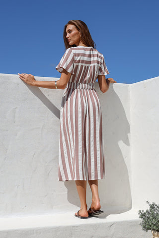 Beatrix Dress - Mocha/White - ma61190 - All About A Girl