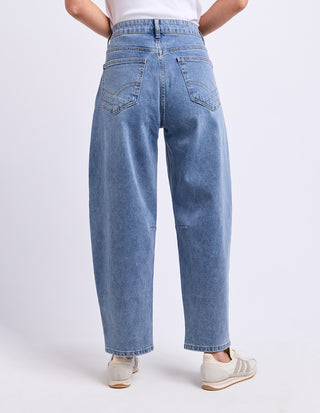 Bessie Barrel Leg Jean - Mid Blue Wash