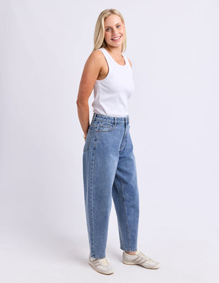 Bessie Barrel Leg Jean - Mid Blue Wash - 81D1627.BLU - All About A Girl