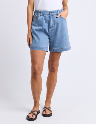 Elm Birdie Denim Shorts Light Blue Front view | AAAG
