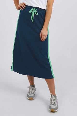 Brunch Skirt - Navy with Neon Green Tape