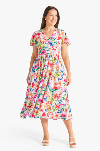 Camellia Joy Midi Dress - Multi Floral