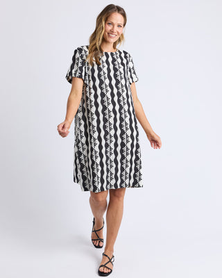 Casa Shift Dress - Black/Marshmellow Casa Print
