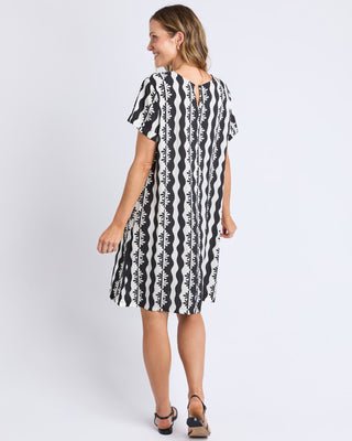 Casa Shift Dress - Black/Marshmellow Casa Print
