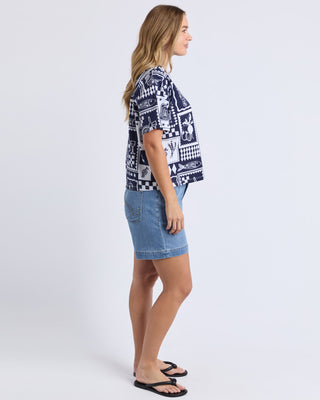 Chin Chin Tee Shirt - Navy Print