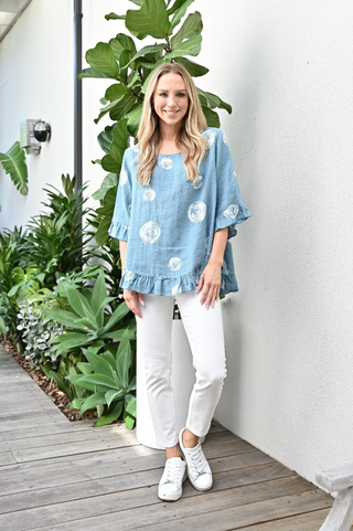 Frill Hem Top - Denim Circle