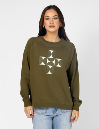 Classic Sweatshirt - Olive Mosaic