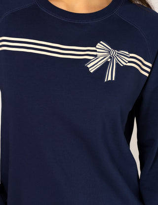 Classic Sweatshirt - Navy Stripes and Bow
