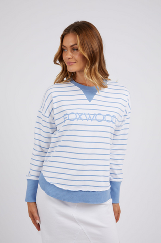 Simplified Striped Sweatshirt - Blue/White Stripe