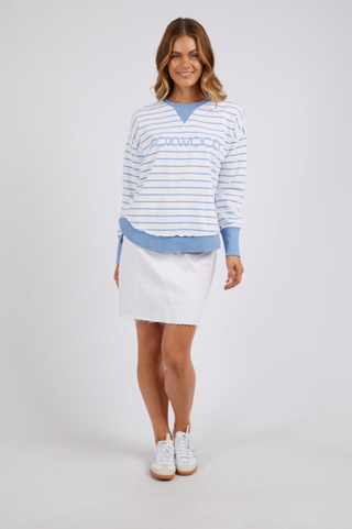 Simplified Striped Sweatshirt - Blue/White Stripe