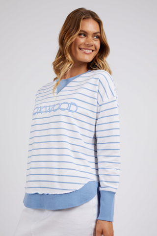 Simplified Striped Sweatshirt - Blue/White Stripe