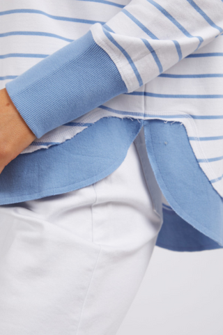 Simplified Striped Sweatshirt - Blue/White Stripe