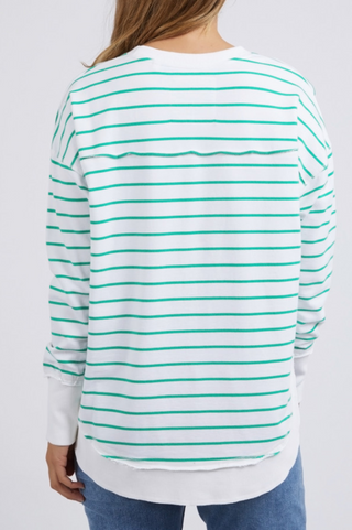 Simplified Striped Sweatshirt - Green/White Stripe