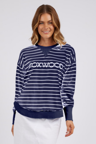 Simplified Striped Sweatshirt - Navy/White Stripe