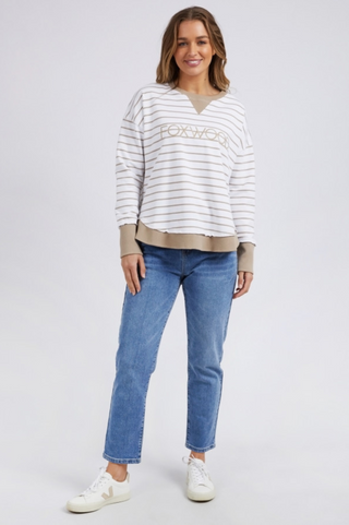 Simplified Striped Sweatshirt - Natural/White Stripe