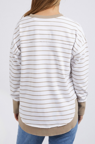 Simplified Striped Sweatshirt - Natural/White Stripe