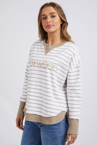 Simplified Striped Sweatshirt - Natural/White Stripe