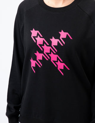 Classic Sweater - Black With Neon Houndstooth Cross