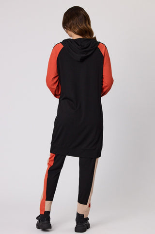 Classified Nico Long Hooded Jacket - Black/Rust - C4026 - allaboutagirl