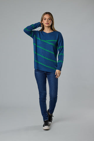 Classified Stripe Sweater - Blue - C2044 - allaboutagirl