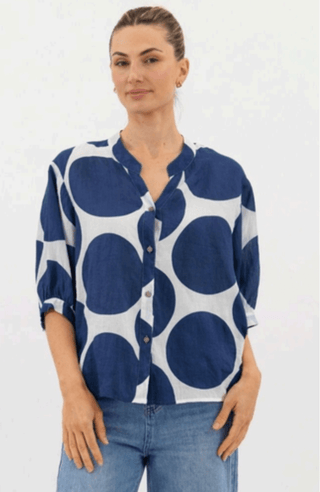 Coco Linen Shirt - Navy - WY29511 - All About A Girl