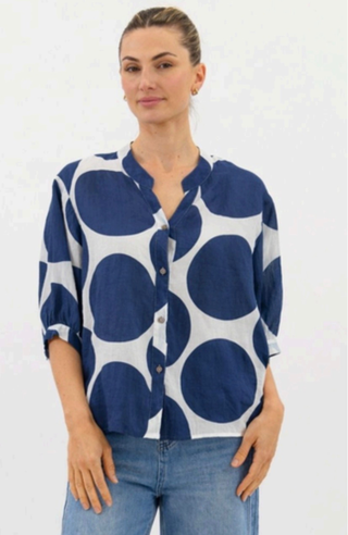 Coco Linen Shirt - Navy