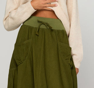 Cord Guru Skirt - Olive Green