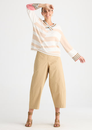 Crazy Stripe Vee Knit - White - ZP8823 WHITE - All About A Girl