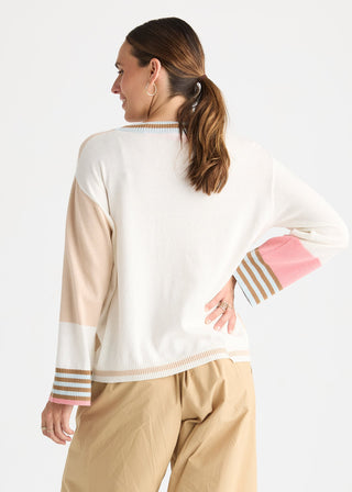 Crazy Stripe Vee Knit - White - ZP8823 WHITE - All About A Girl