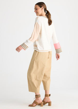 Crazy Stripe Vee Knit - White - ZP8823 WHITE - All About A Girl