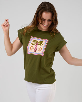 Cuff Tee Palm - Khaki