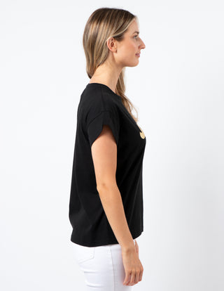 Cuff Tee - Black With Gold S+G Logo