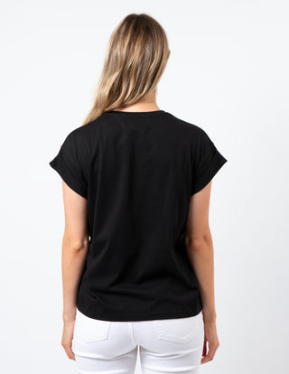 Cuff Tee - Black With Gold S+G Logo