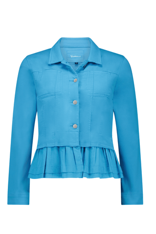 Denim Jacket With Cotton Frill Hem - Caribbean - 2091 - All About A Girl