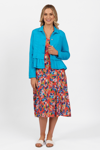 Denim Jacket With Cotton Frill Hem - Caribbean - 2091 - All About A Girl