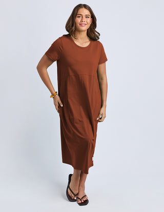 Diana Short Sleeve Dress - Earth Brown