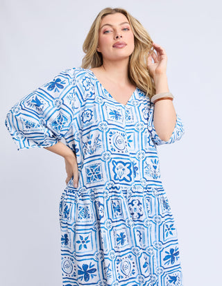 Dolce Tile Midi Dress - Ocean Tile Print - 8168011.OCE - All About A Girl