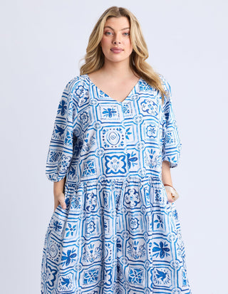 Dolce Tile Midi Dress - Ocean Tile Print - 8168011.OCE - All About A Girl