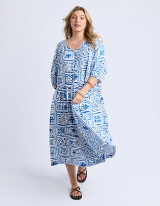 Dolce Tile Midi Dress - Ocean Tile Print - 8168011.OCE - All About A Girl