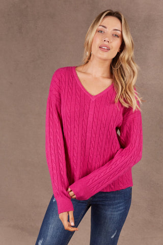 Eb+Ive Alawa Cable Knit - Magenta - 2549009 - allaboutagirl