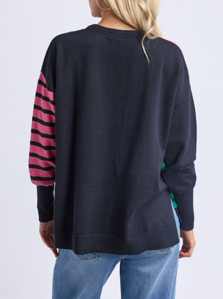 Effie Mixed Knit - Pink/Turquoise/Navy Stripes