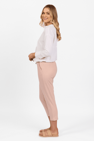 Elastic Waist 7/8 Pants - Soft Pink - 5790 - All About A Girl